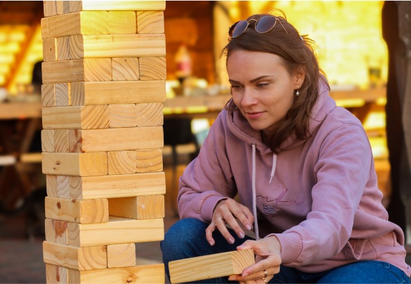 Giant Jenga at the retreat